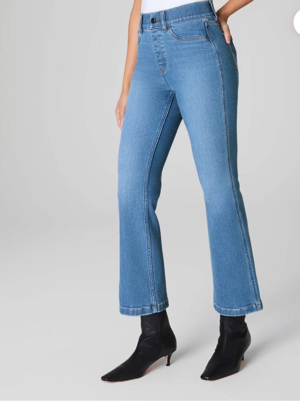 Spanx Kick Flare Jeans Women’s XS Denim Stonewashed Blue Cropped Ankle